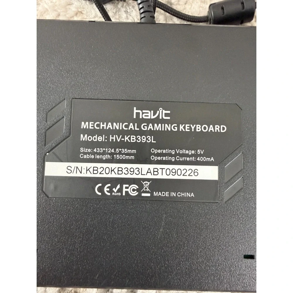 Havit Mechanical‎ Blue Switches Gaming Backlit Keyboard HV-KB393L TESTED WORKING